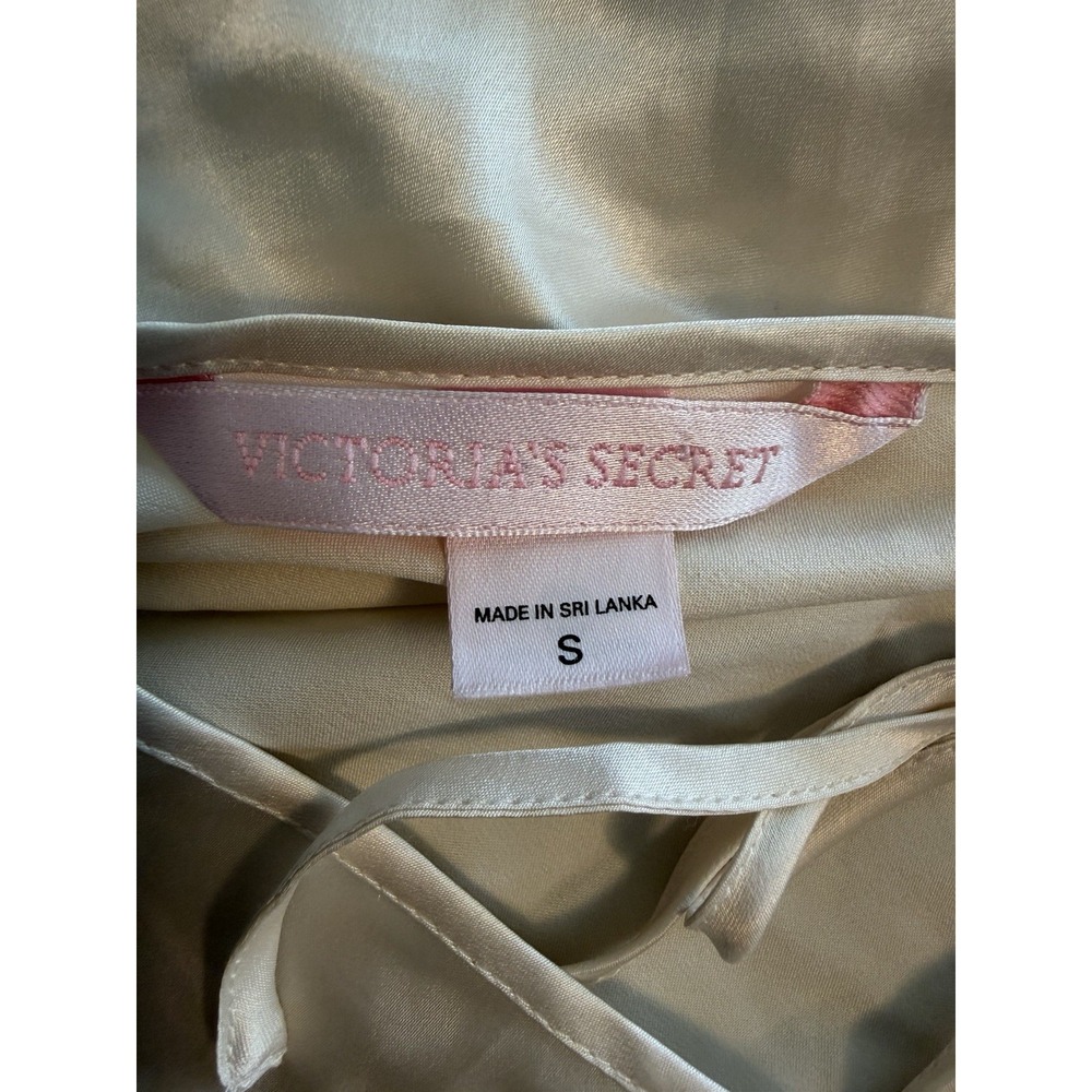 Victoria's Secret Vintage Y2K Ivory Satin Slip Dress Lace Trim Open Back Small - Picture 7 of 8
